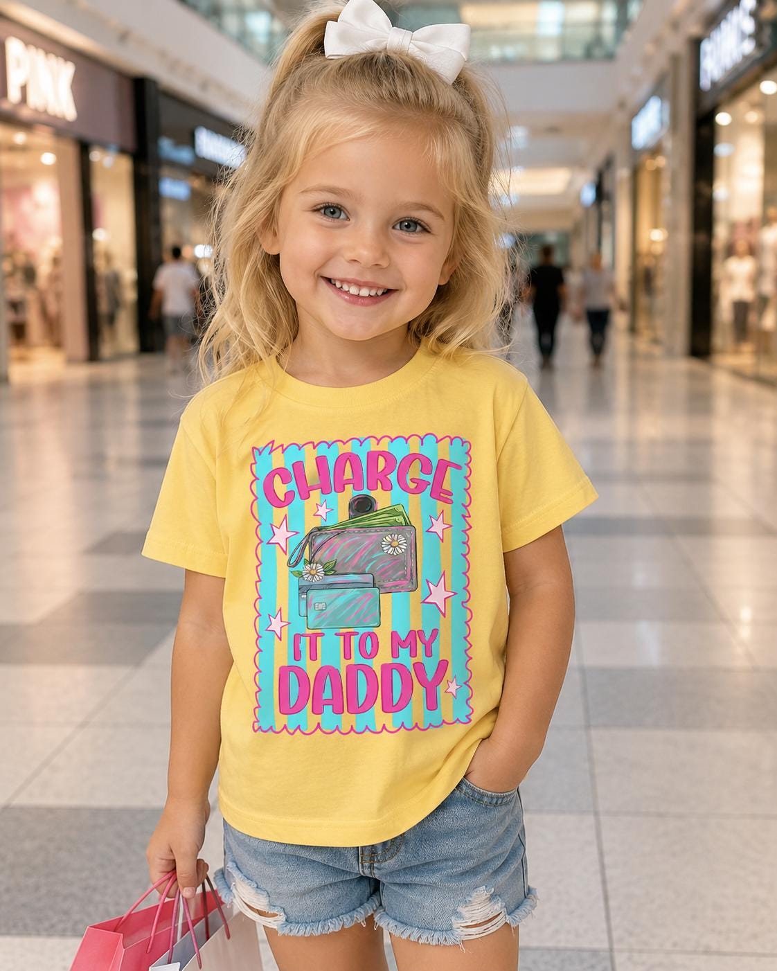Charge It To My Daddy Shirt, Funny Toddler Girl Shirt, Boutique Kids Graphic Tee, Girls Shopping Shirt, Cute Vacation Outfit, Youth Tee