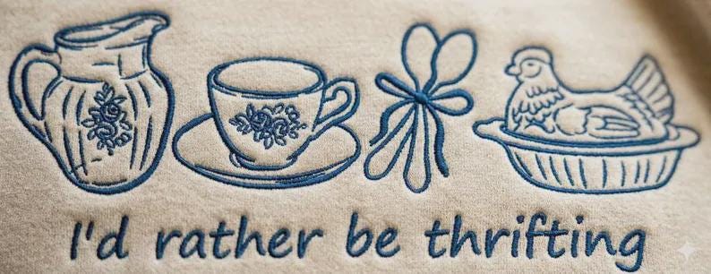 Embroidered I'd rather be Thrifting Shirt