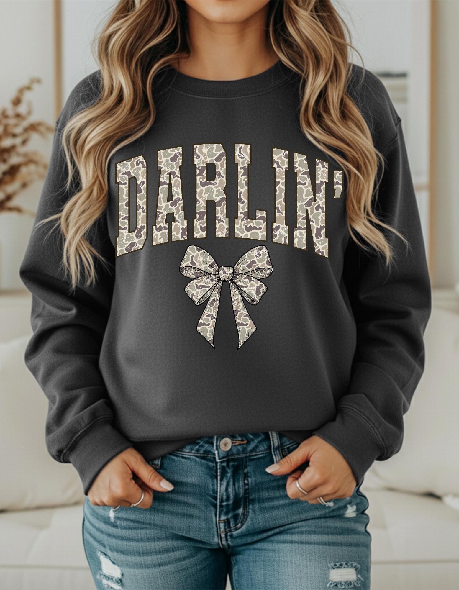 Darlin' with Bow Camouflage Shirt