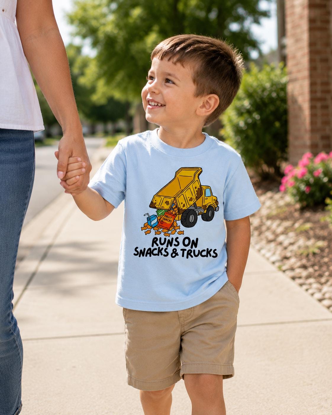 Runs on Snacks and Trucks Shirt, Truck Shirt, Construction Truck Tee, Little Boy Truck Shirt, Kids Excavator Shirt, Gift for Boys