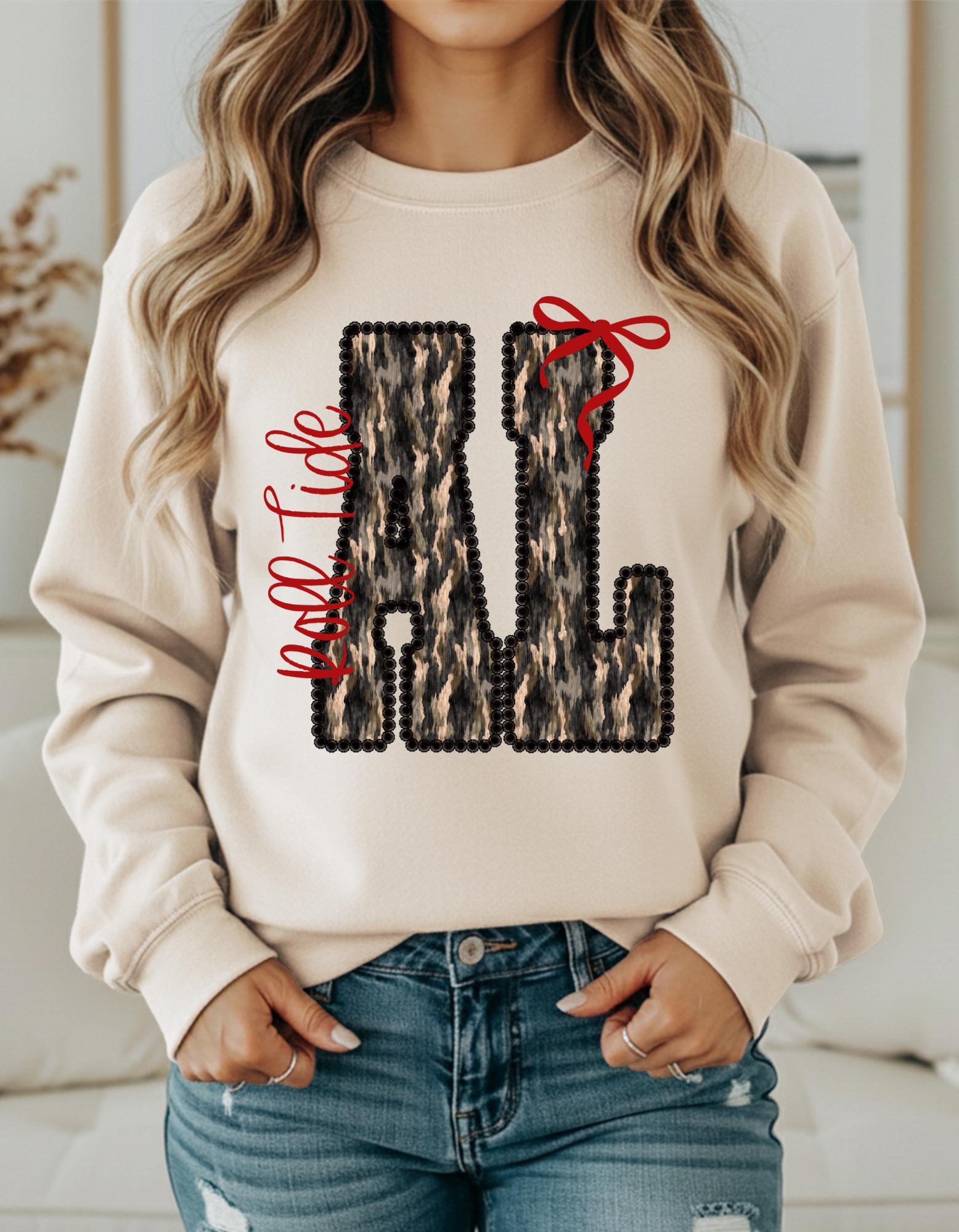 Alabama Roll Tide with Camouflage and Bow Shirt