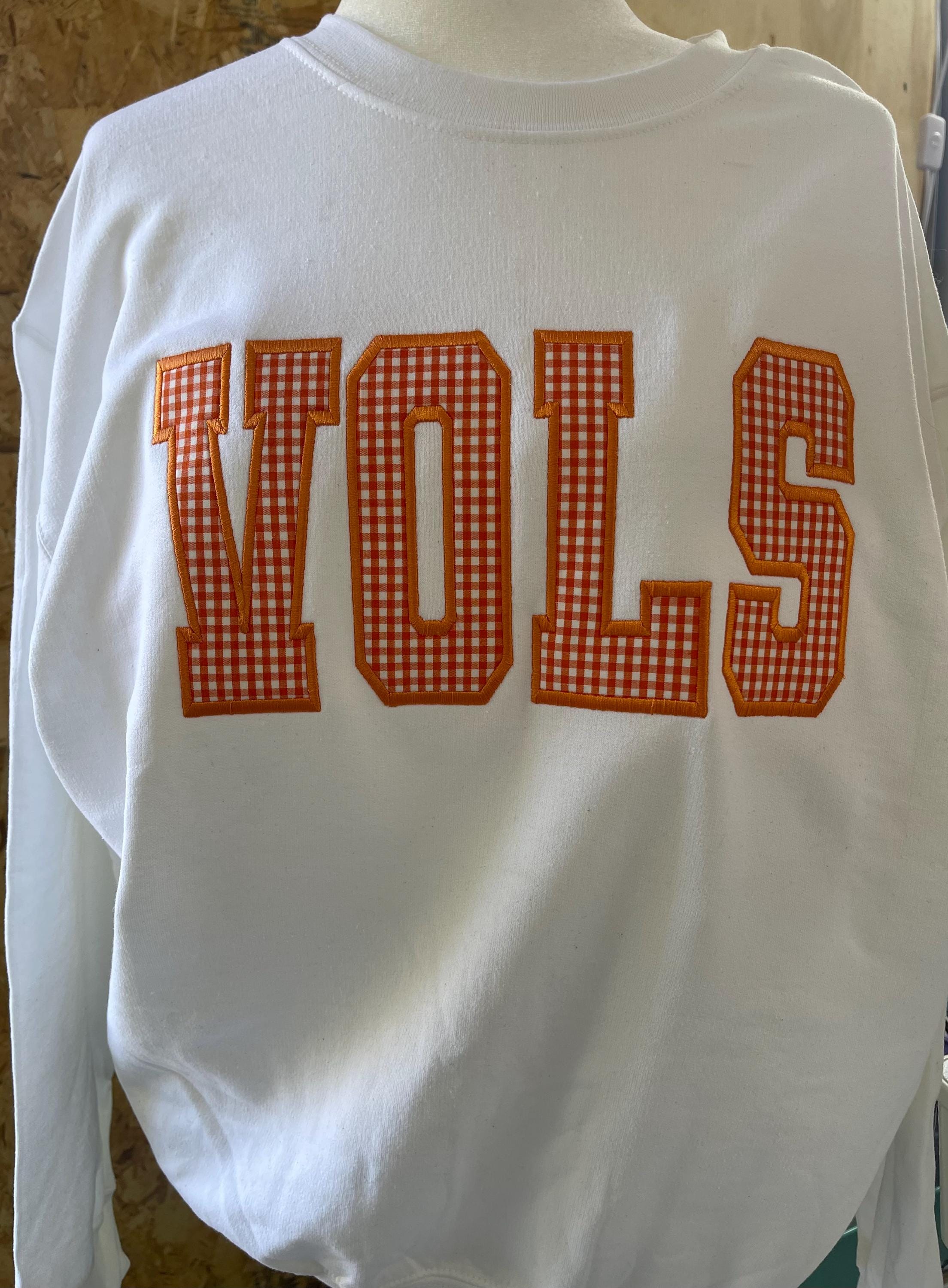 Embroidered VOLS Varsity Letter Shirt with Gingham Applique