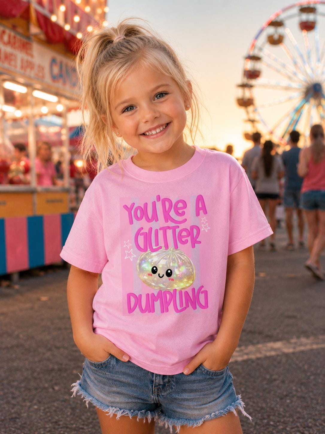 You're A Glitter Dumpling Shirt, Cute Girls Shirt, Funny Kids Tee, Pink Glitter Dumpling Shirt, Youth Girl Graphic Tee, Kawaii Dumpling