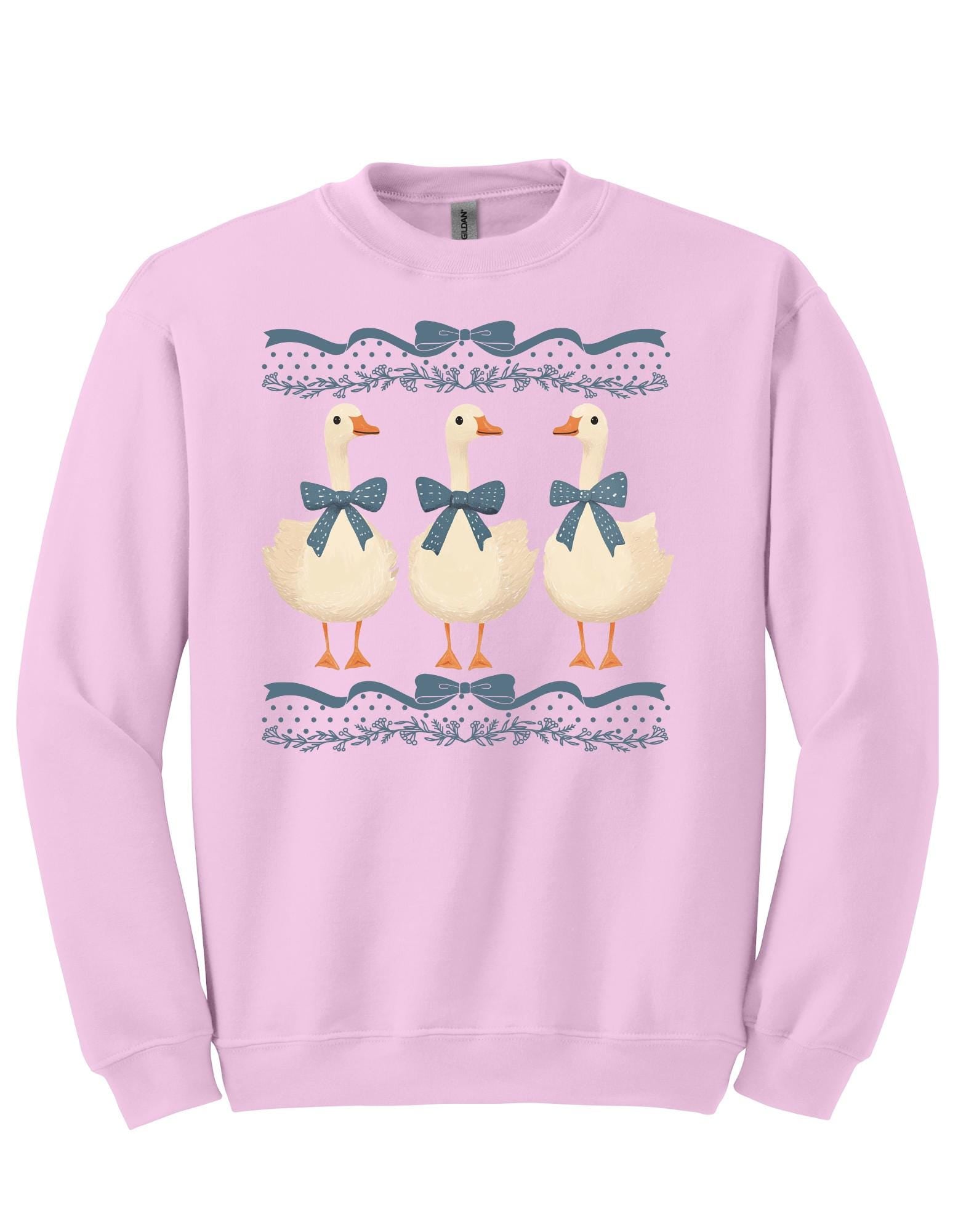 Mama Goose With Baby Geese Vintage Original 1980s Blue Ribbon Goose With Hearts Shirt