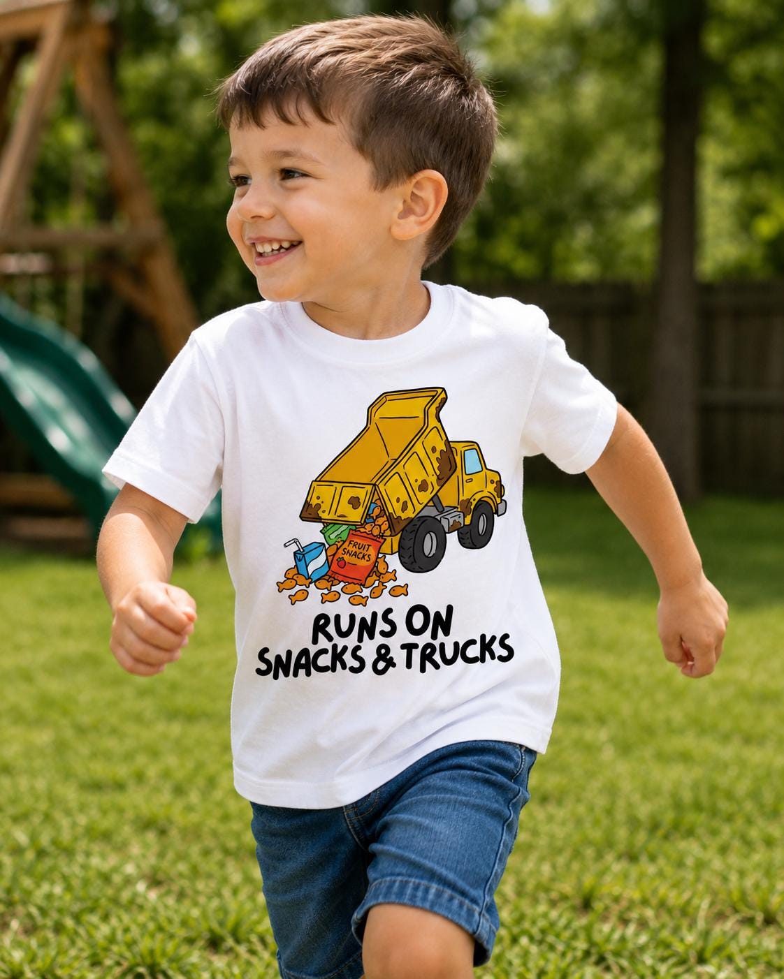 Runs on Snacks and Trucks Shirt, Truck Shirt, Construction Truck Tee, Little Boy Truck Shirt, Kids Excavator Shirt, Gift for Boys
