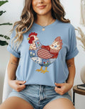 Trendy Chicken Patchwork Faux Quilted Shirt