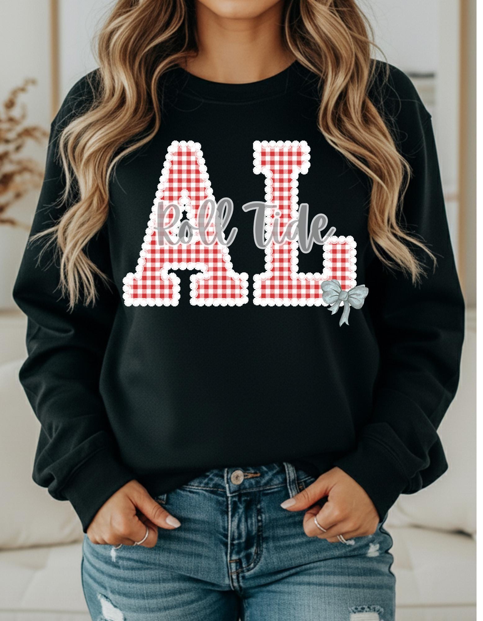 Alabama Roll Tide with Lace and Bow Shirt