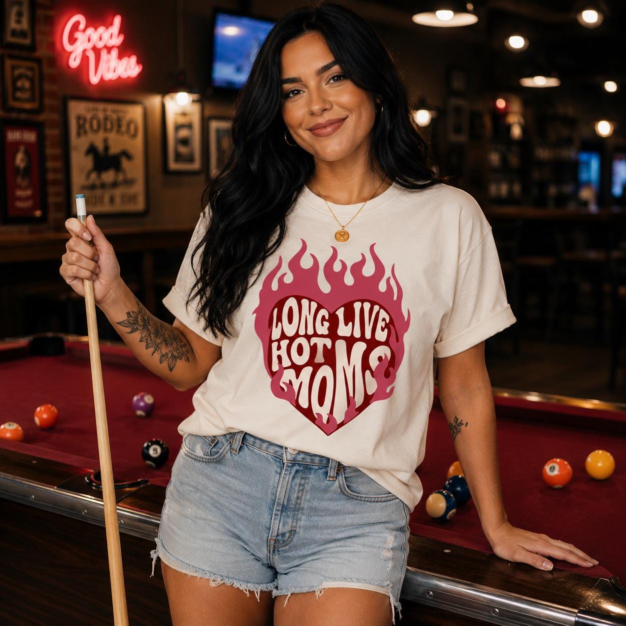 Long Live Hot Moms Shirt, Trendy Mom Tee, Retro Graphic T Shirt, Cool Mom Shirt, Funny Mom Tee, Biker Mom Shirt, Western Mom Tee
