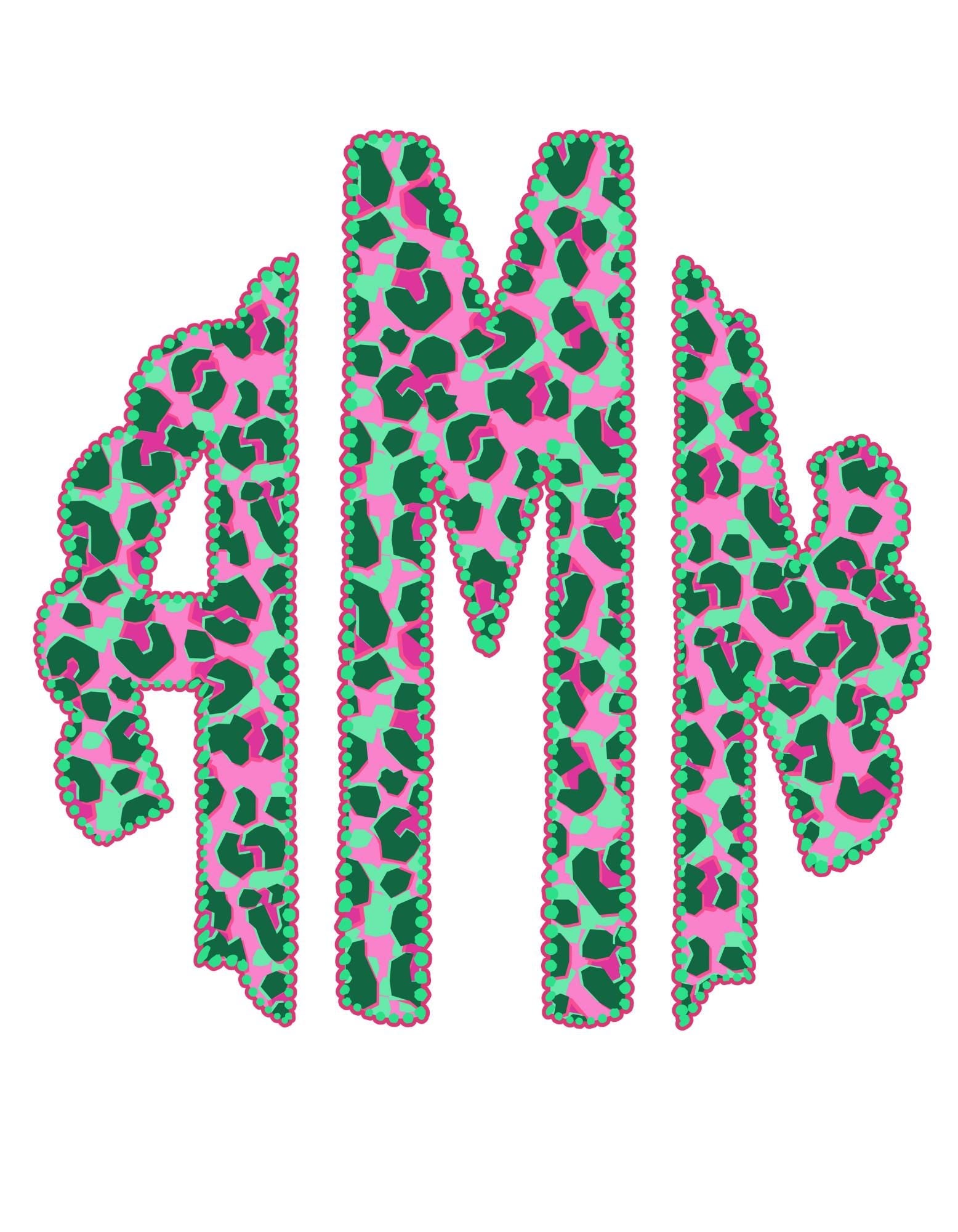 Preppy Turquoise Hot Pink Leopard Monogram with or without bow Shirt