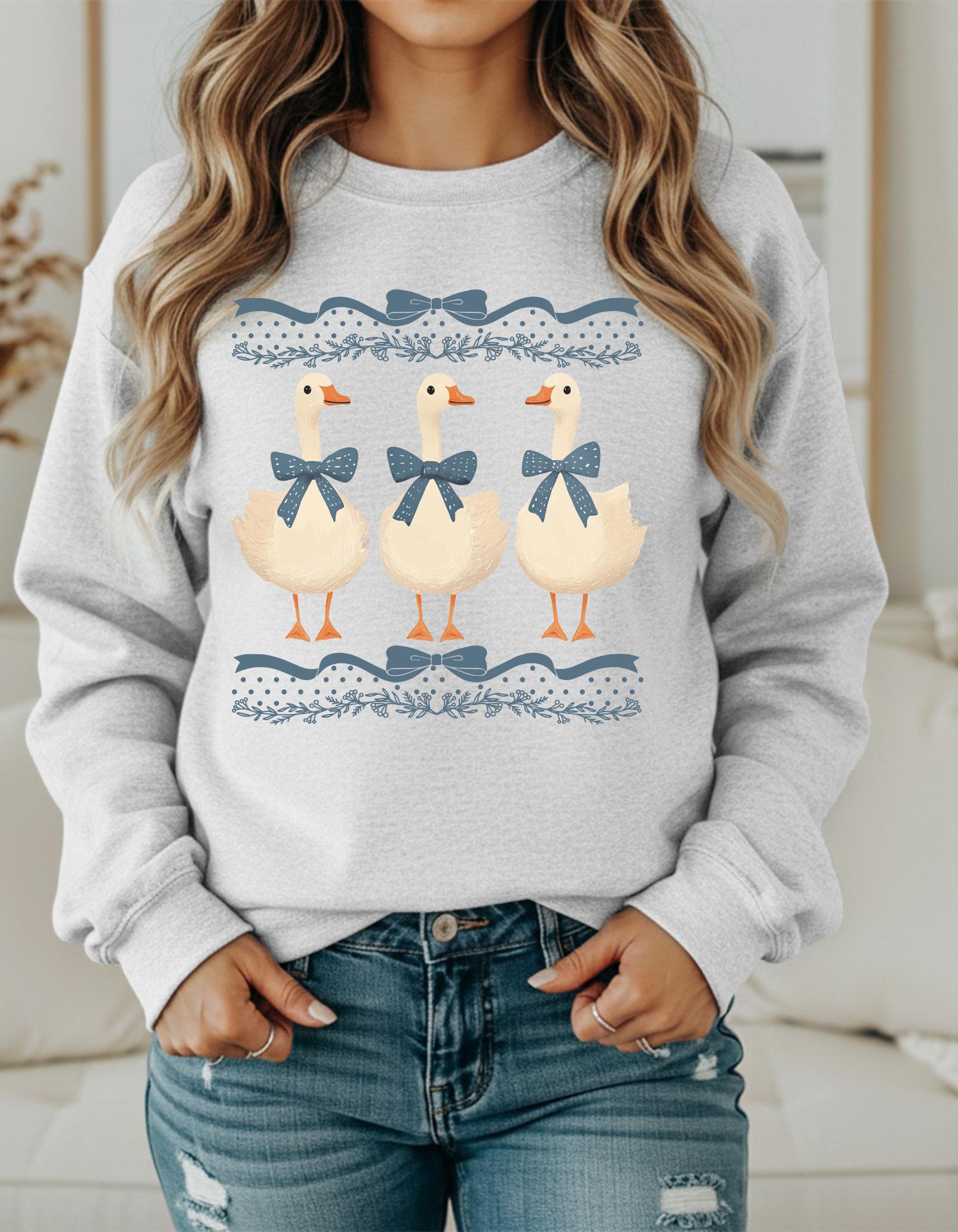 Mama Goose With Baby Geese Vintage Original 1980s Blue Ribbon Goose With Hearts Shirt