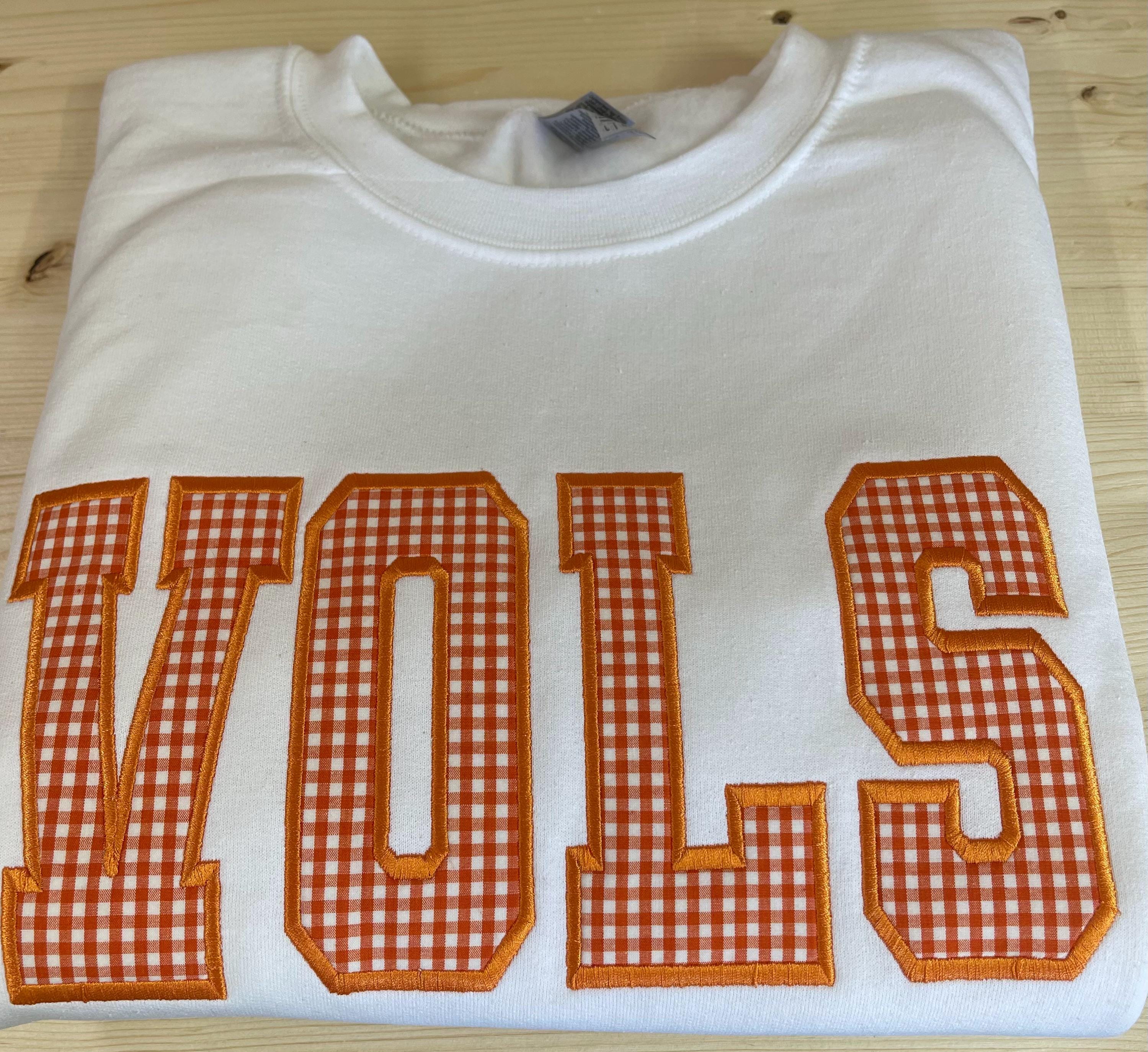 Embroidered VOLS Varsity Letter Shirt with Gingham Applique