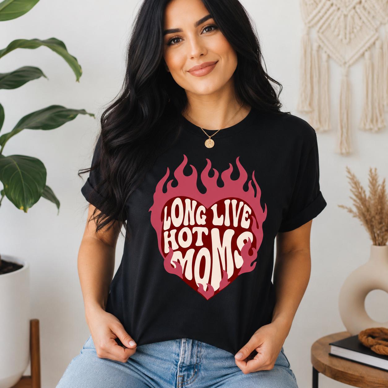 Long Live Hot Moms Shirt, Trendy Mom Tee, Retro Graphic T Shirt, Cool Mom Shirt, Funny Mom Tee, Biker Mom Shirt, Western Mom Tee