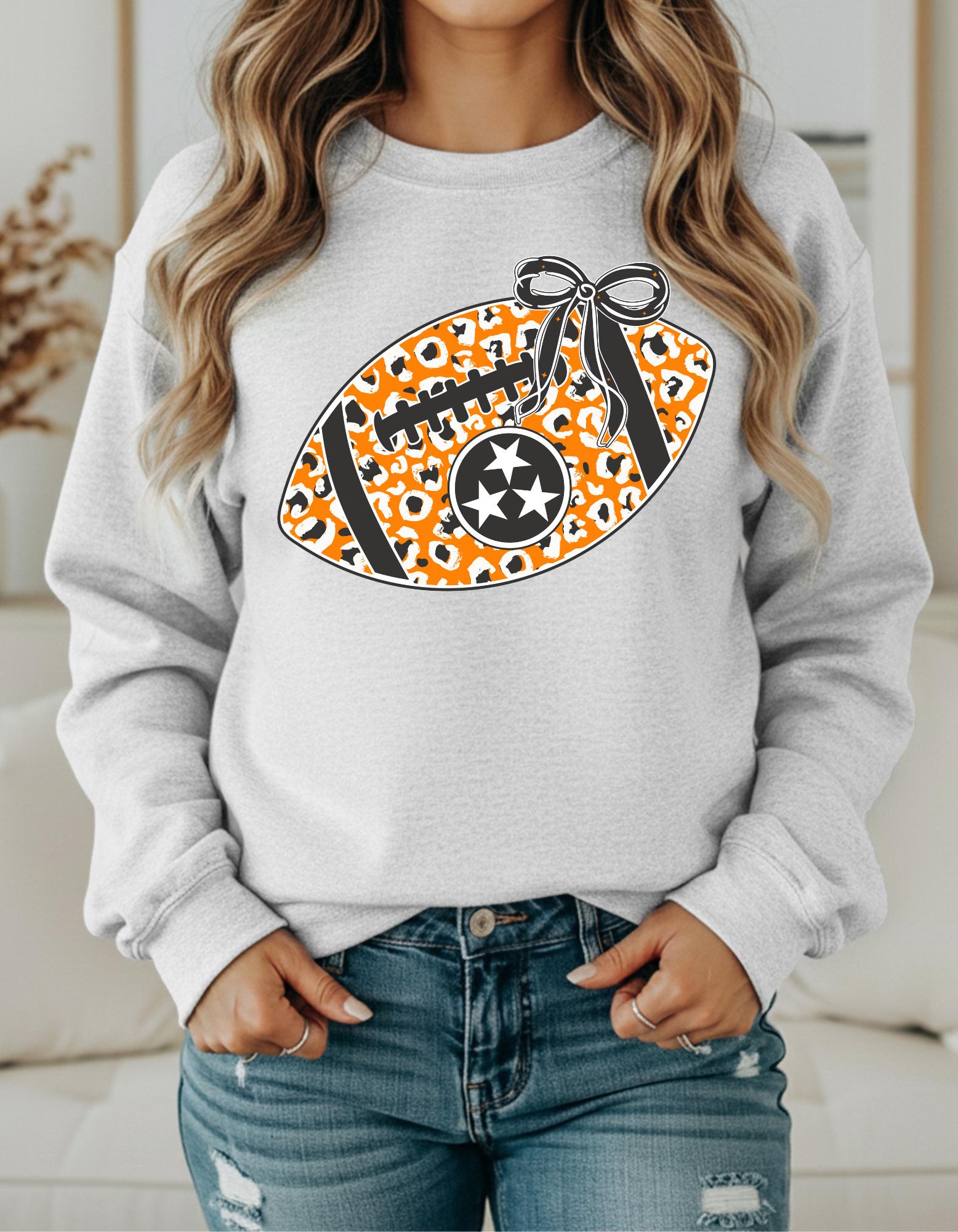 Tennessee Orange Football With Bow Shirt