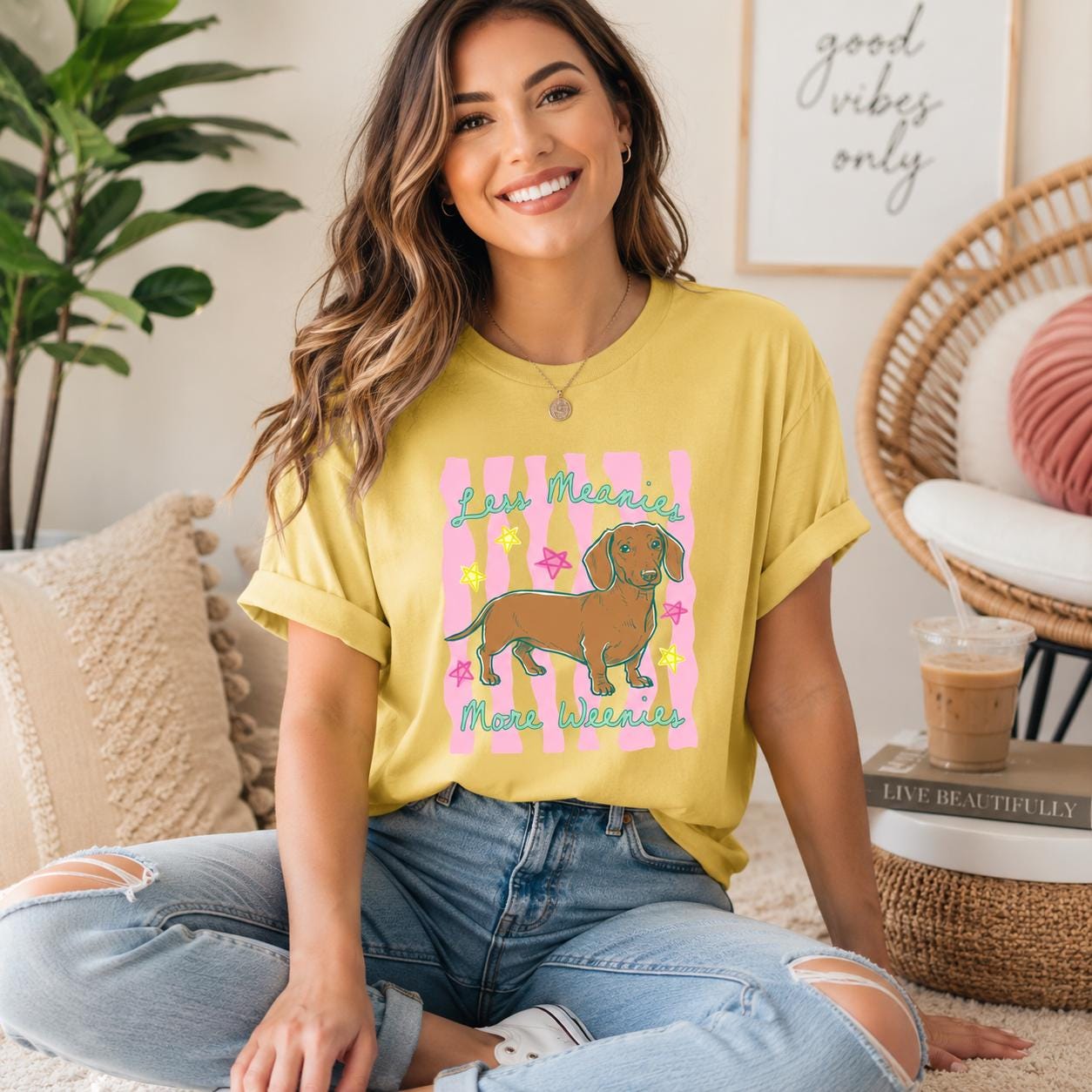 Less Meanies More Weenies Shirt, Dachshund Lover Tee, Funny Wiener Dog Shirt, Cute Dog Mom T-Shirt, Doxie Graphic Tee, Sausage Dog Shirt