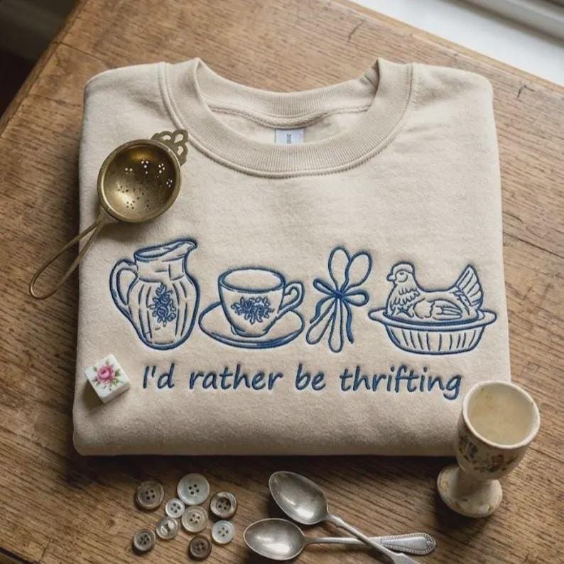 Embroidered I'd rather be Thrifting Shirt