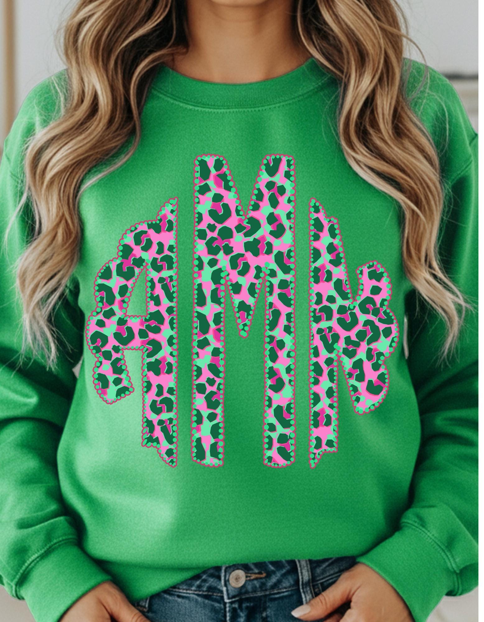 Preppy Turquoise Hot Pink Leopard Monogram with or without bow Shirt