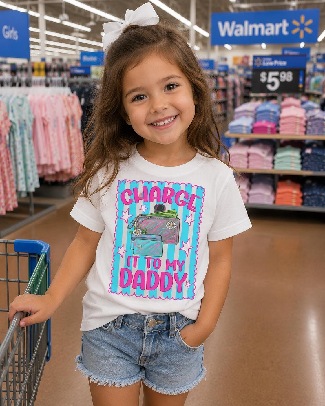 Charge It To My Daddy Shirt, Funny Toddler Girl Shirt, Boutique Kids Graphic Tee, Girls Shopping Shirt, Cute Vacation Outfit, Youth Tee