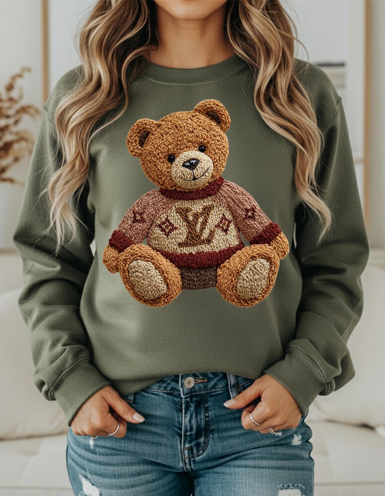 Trendy Faux Fur LV Teddy Bear Shirt