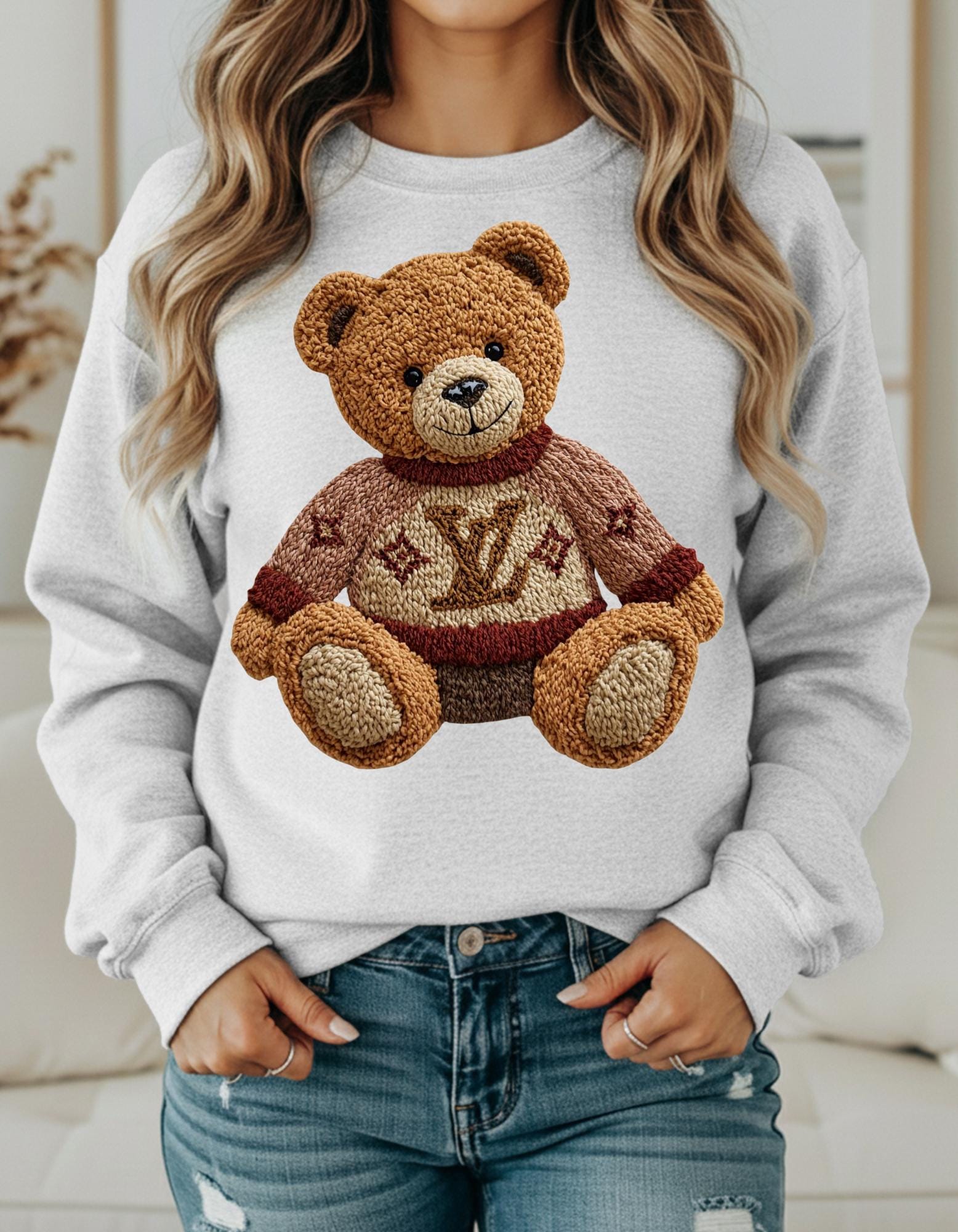 Trendy Faux Fur LV Teddy Bear Shirt