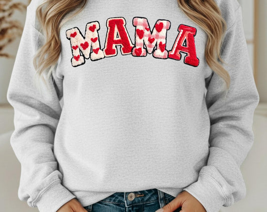 Faux Yarn MAMA Valentines Shirt